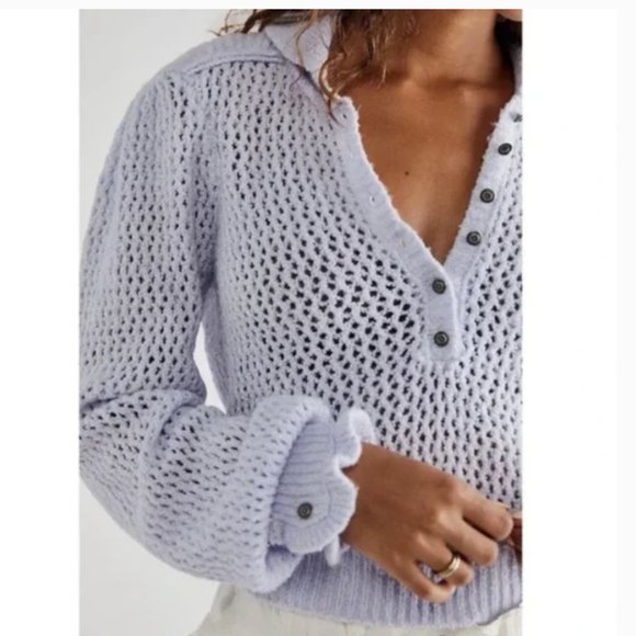 NWT Free People Care FP Snowdrift Pullover Sweater/ Peri Ice Size SMALL - Picture 2 of 10
